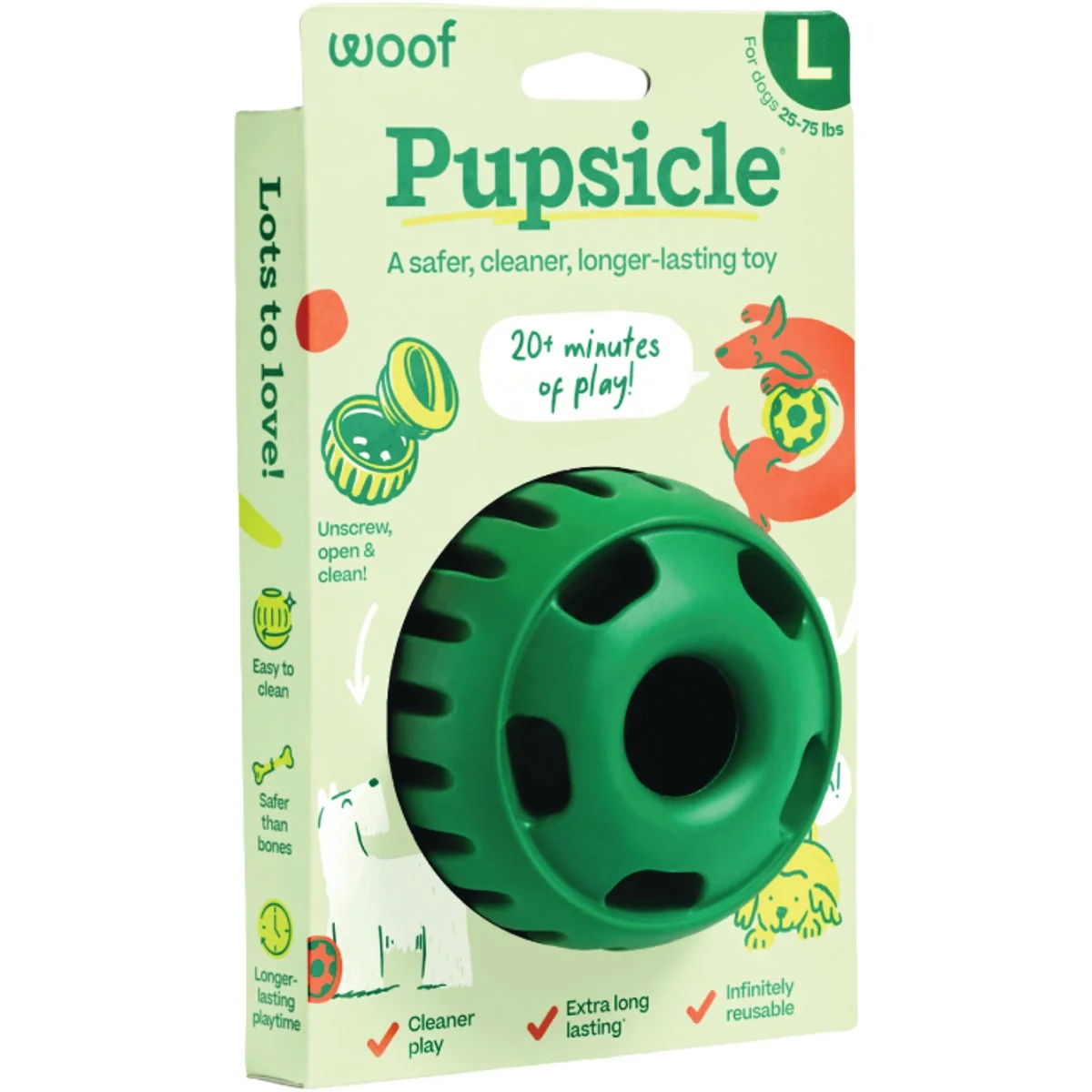 Innovative Woof Pupsicle Large Green Dog Toy Smooth