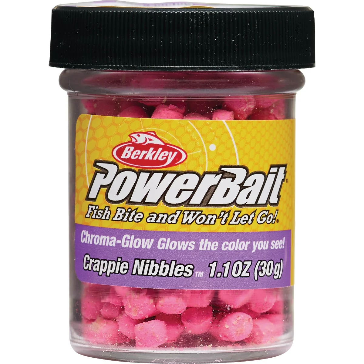 Safe Berkley PowerBait Chroma-Glow Crappie Nibbles Glow Pink Premium
