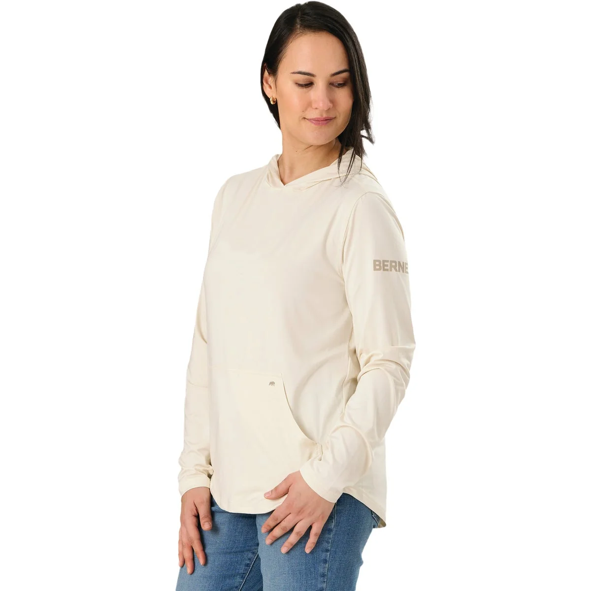Modern Berne Women's Medium Oatmeal Long Sleeve Hooded UPF Sun Shirt Artisan