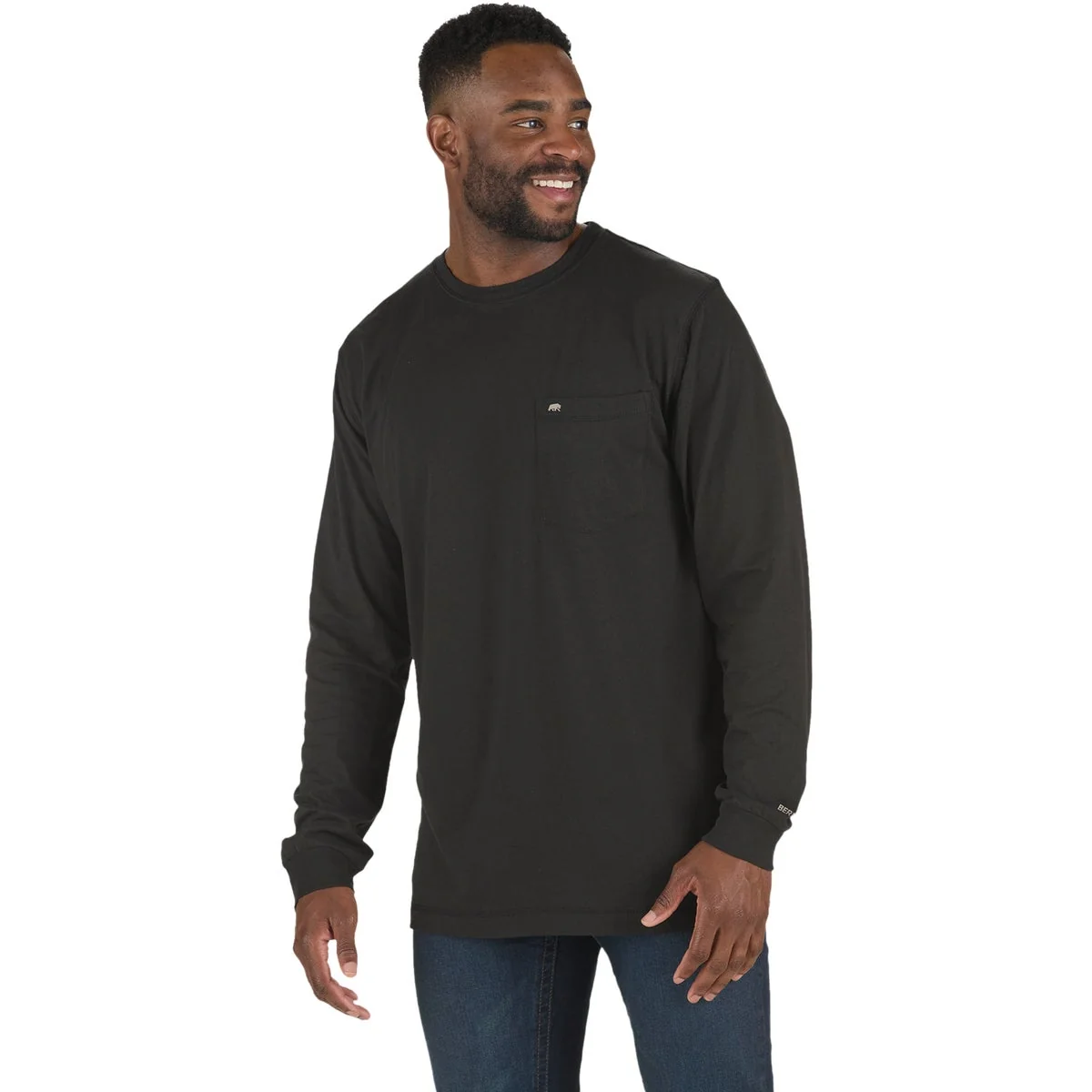 Eco-Friendly Berne Performance Men's Large Black Long Sleeve Pocket T-Shirt Crafted
