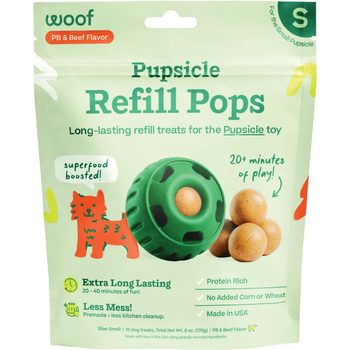 Exceptional Woof Pupsicle Small Peanut Butter Beef Refill Pop Treat 10-Pack Trusted