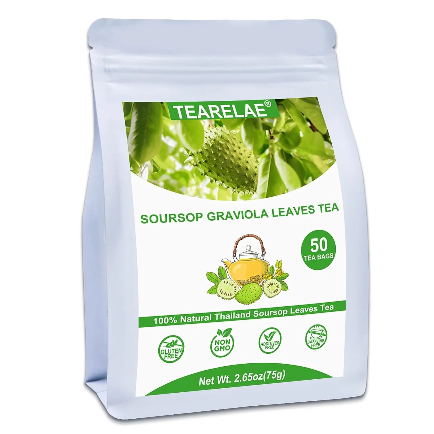 Stylish Soursop Graviola Tea Bags - Pure Leaves for Digestion Breathable