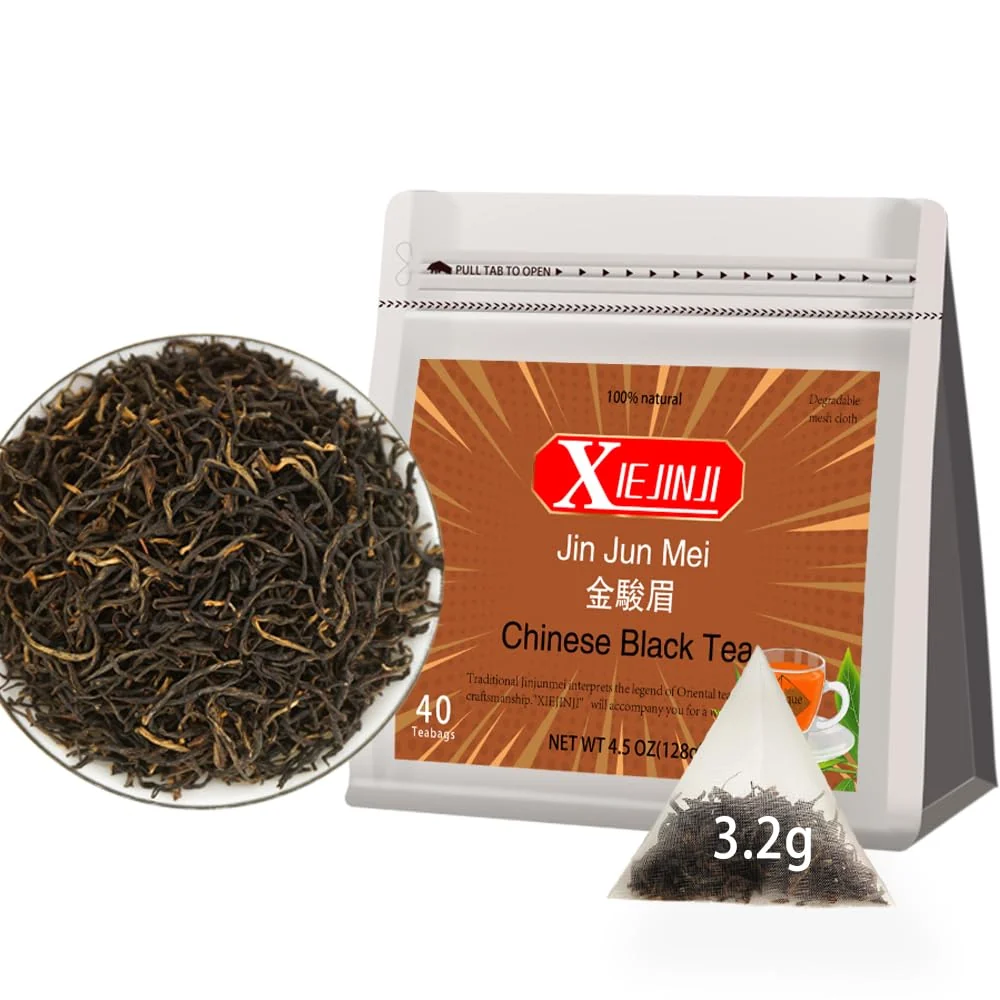 Comfortable Xiejinji Golden Monkey Tea - Chinese Black Tea - Jinjunmei - Premium Bud Tea - Eco-Conscious Tea Bags - 3.2g x 40 Count - Repeated Brewing Classic
