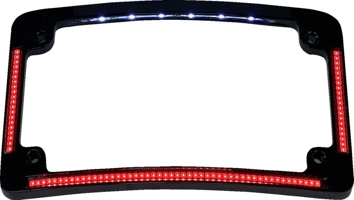 Safe Custom Dynamics License Plate Frame - Red White LED - Gloss Black TF08-B Effective