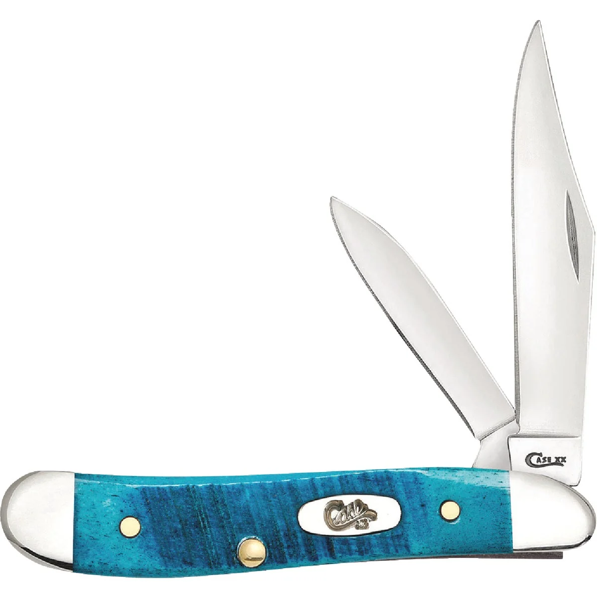 Fine Case 2.1 In. Sawcut Jig Caribbean Blue Bone Peanut Pocket Knife High-Performance