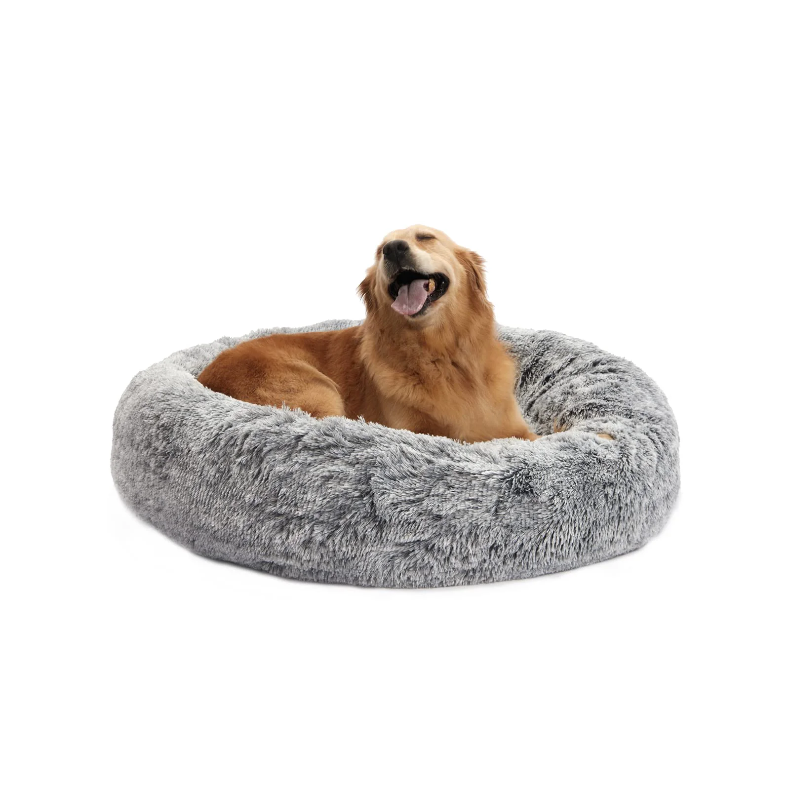 Convenient Bedfolks Calming Donut Dog Bed 36-Inch Round for Large Dogs – Anti-Anxiety Machine Washable Contemporary