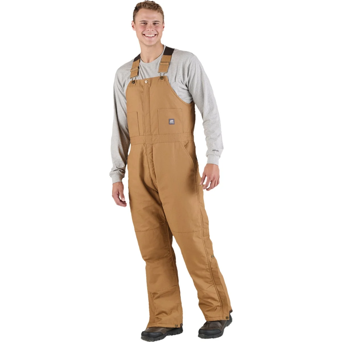 Innovative Berne Men's XL Tall Brown Heritage Insulated Duck Bib Overall Contemporary