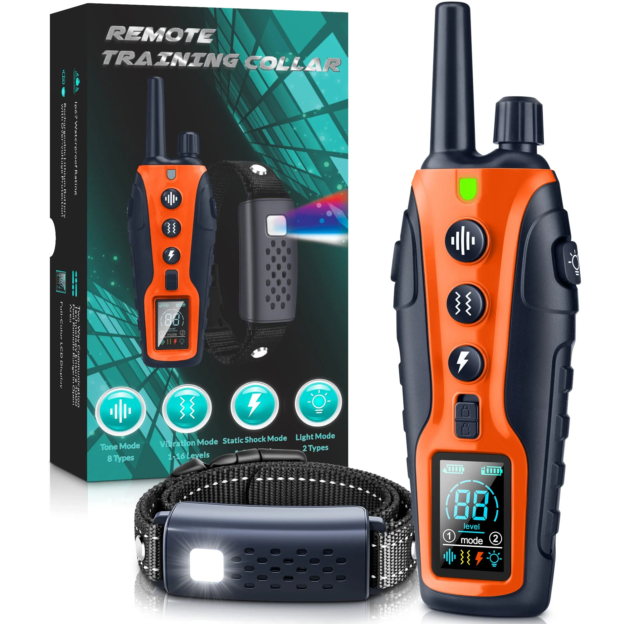 Next-Generation Nikketta Dog Shock Collar with Flash Light – 4000ft Night Walk Training Collar with Beep Vibration Safe Shock Keypad Lock Original Design