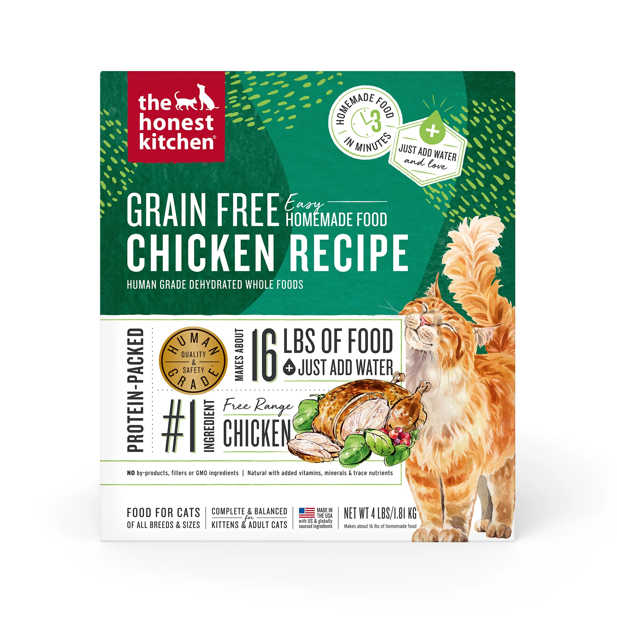 Expertly Made The Honest Kitchen Human-Grade Grain Chicken Dehydrated Wet Cat Food 4 lbs box -makes 16 lbs of food Verified