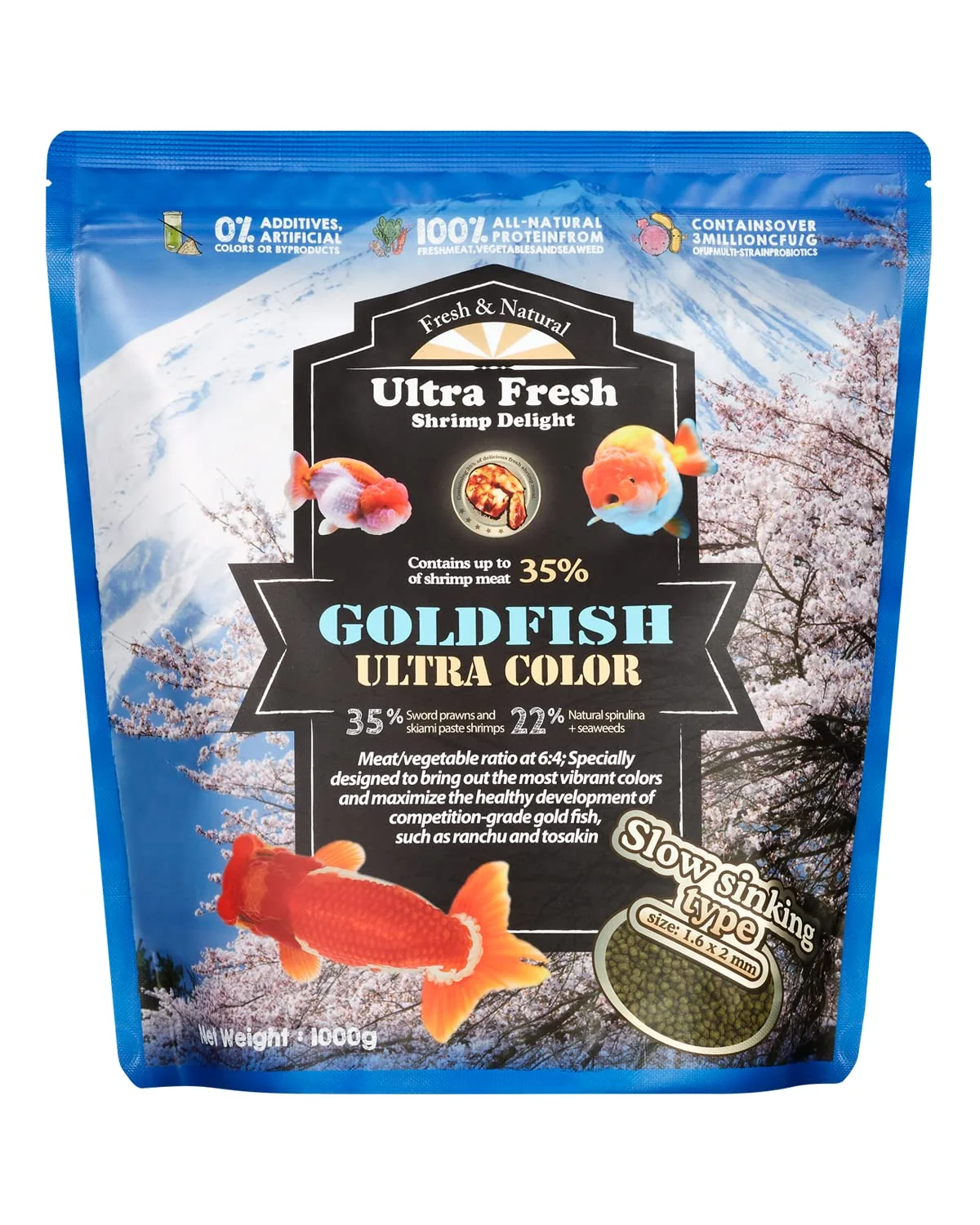 Organic Ultra Fresh Sinking Goldfish Food - Color Enhancing Clear Water Formula 2.2 lbs Authentic