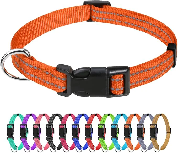 Fine TagME Reflective Nylon Dog Collars Adjustable Classic Pet Collar Breathable