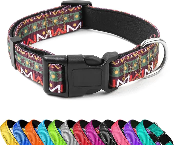 High-Grade Reflective Dog Collar Adjustable Soft Neoprene Padded Nylon Pet Collars Refined