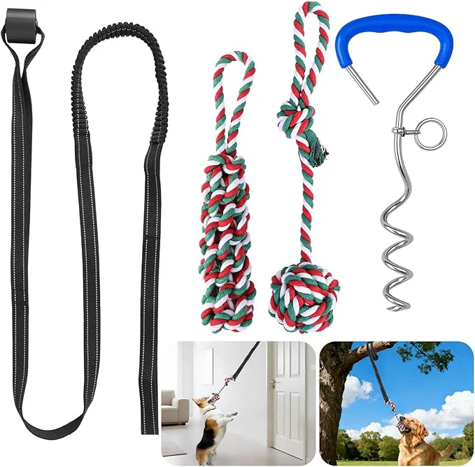 Effective HOPET Bungee Tug Toy for Dogs Tug of War Dog Toy for Aggressive Chewers to Keep Them Busy Interactive Dog Rope Toy for Medium Small Dogs Can Used On Doors and TreesAbout This Long-Lasting