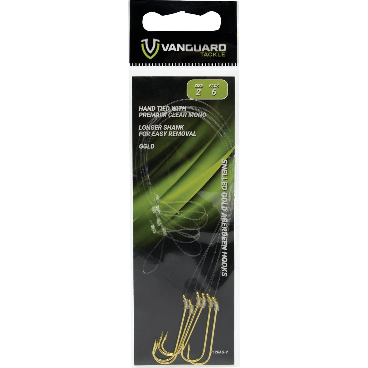 Recyclable Vanguard 4 Snelled Gold Aberdeen Hooks 6-Pack Luxury