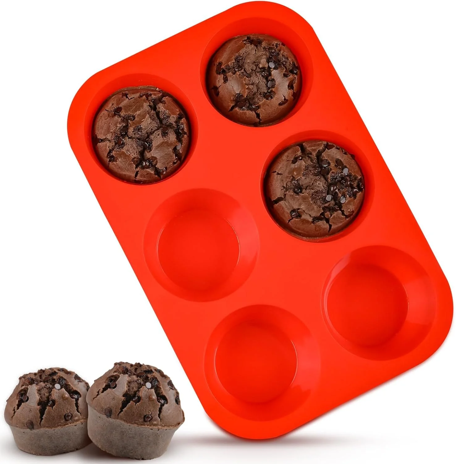 Practical Jumbo Muffin Pan 3.5 Inch Large Muffin Pan 6 Cup Silicone Jumbo Cupcake Tin for Baking Food Grade Silicone Non Stick Efficient