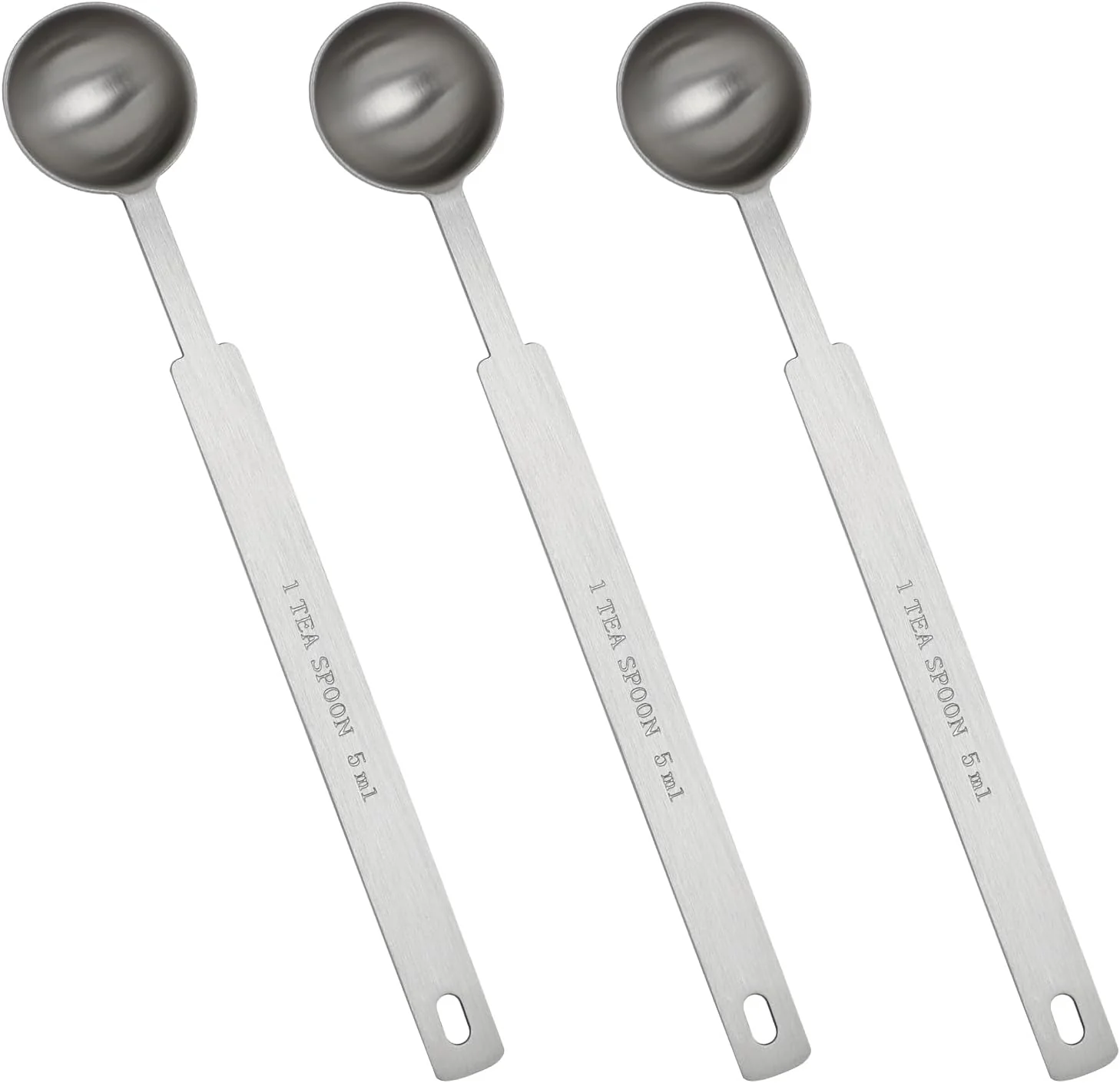 Fine Crafted 3PCS Teaspoon Measuring Spoon 5ml 1 tsp 5 Gram Scoop Long Handle for Cooking Baking Dishwasher Safe Measuring Spoon Natural