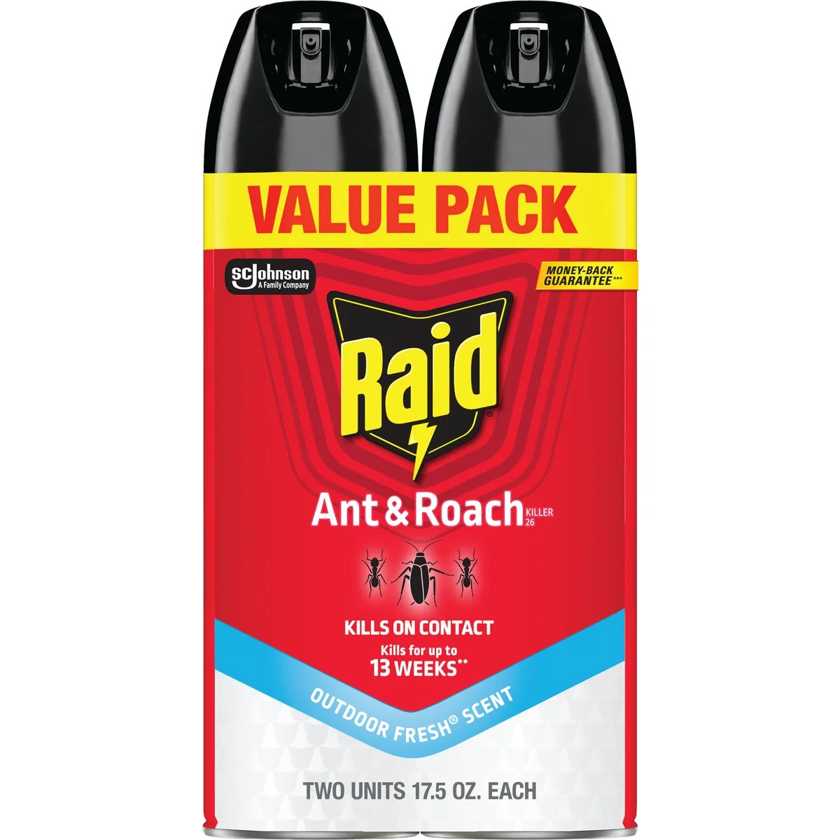 Original Design Raid 17.5 Oz. Aerosol Spray Ant Roach Killer 2-Pack Clean