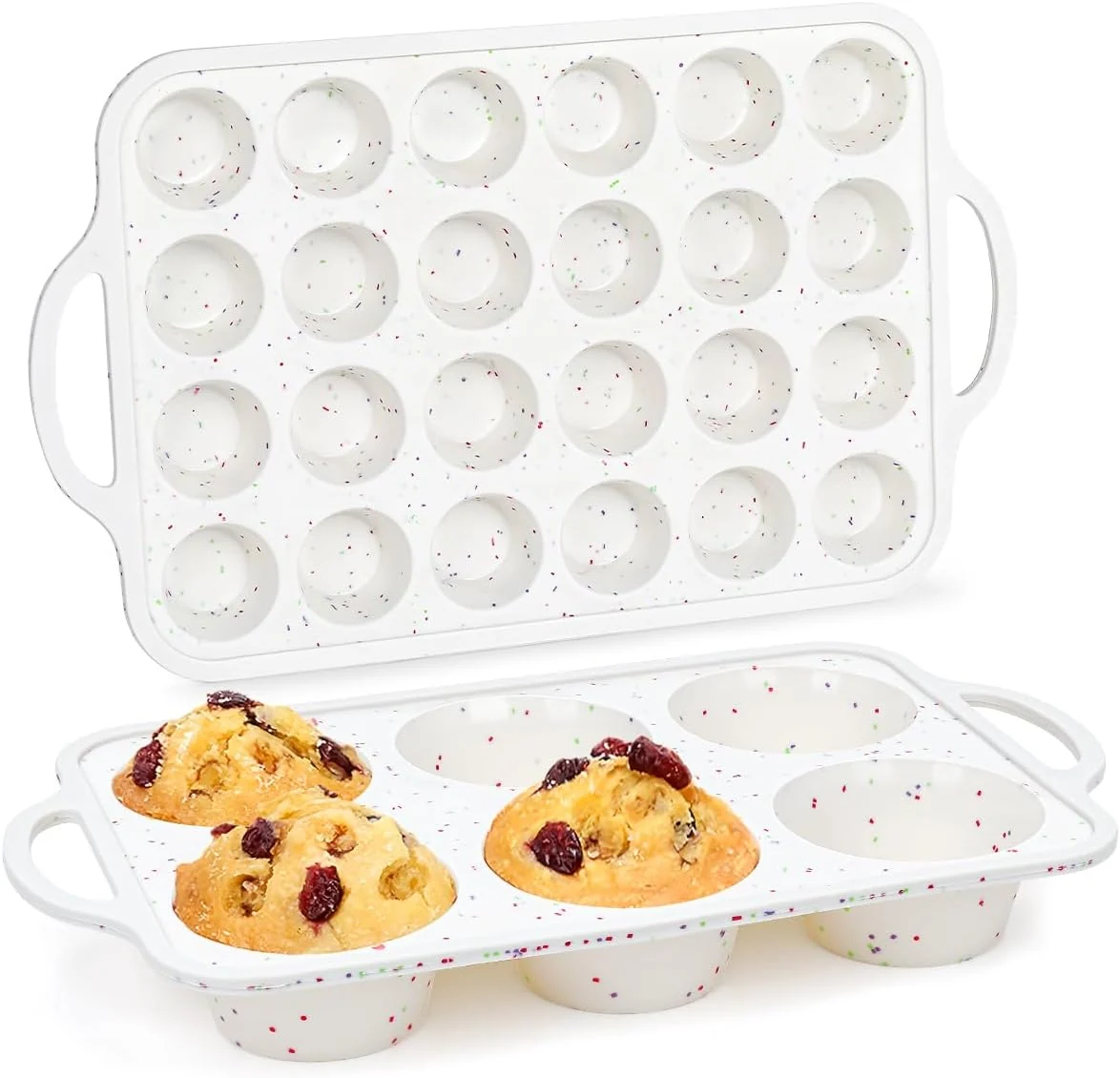 Responsible Silicone Muffin Pans for Baking Metal Reinforced Frame Jumbo 6 Cups Mini 24 Cups Cupcake Pan Nonstick Muffin Pan for Homemade Baking Easy to Handle Stylish
