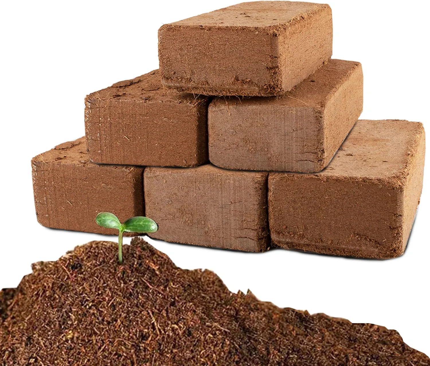 Eco-Friendly Coco Coir Brick for Plants-6 Pack Premium Coconut Bricks Powerful