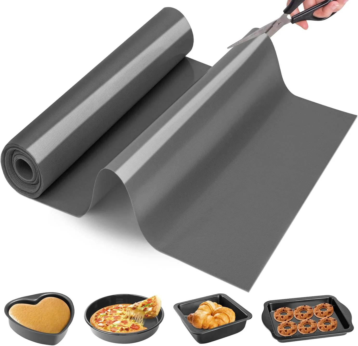 Innovative Silicone Baking Mat Roll - Cut to Size Silicone Mat- Non-slip Kitchen Counter Protector Mat Non-Stick Silicone Pastry Mat Reusable Air Fryer Linner Optimized