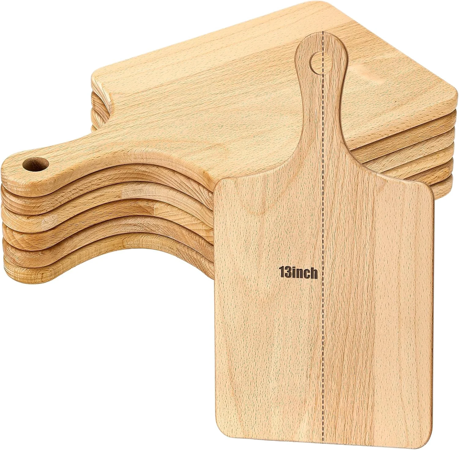 Powerful Lounsweer 6 Pcs Wood Cutting Boards Bulk 13 Inch for Chopping Serving Thicken Boards with Handle for Cutting Charcuterie Serving Laser Engraving Material Wedding Housewarming Gift Certified