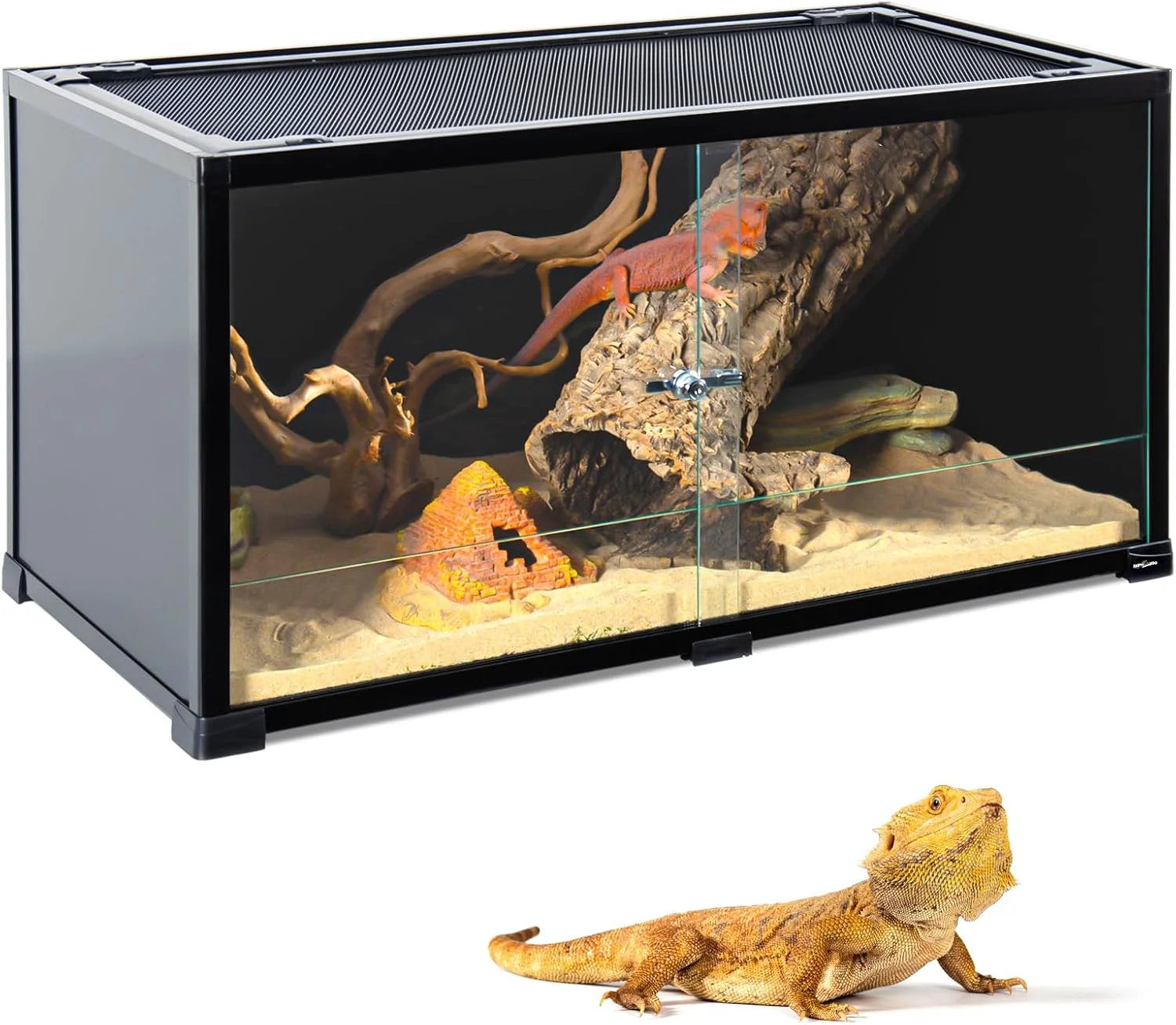 Flexible REPTI ZOO 50 Gallon Reptile Tank 36 X 18 X 18 Reptile Terrarium Black-Tinted ECO Glass Enclosure with Sliding Door Mesh Top Secure Low-Stress Habitat for Bearded Dragon Gecko Snake Lizard Clean