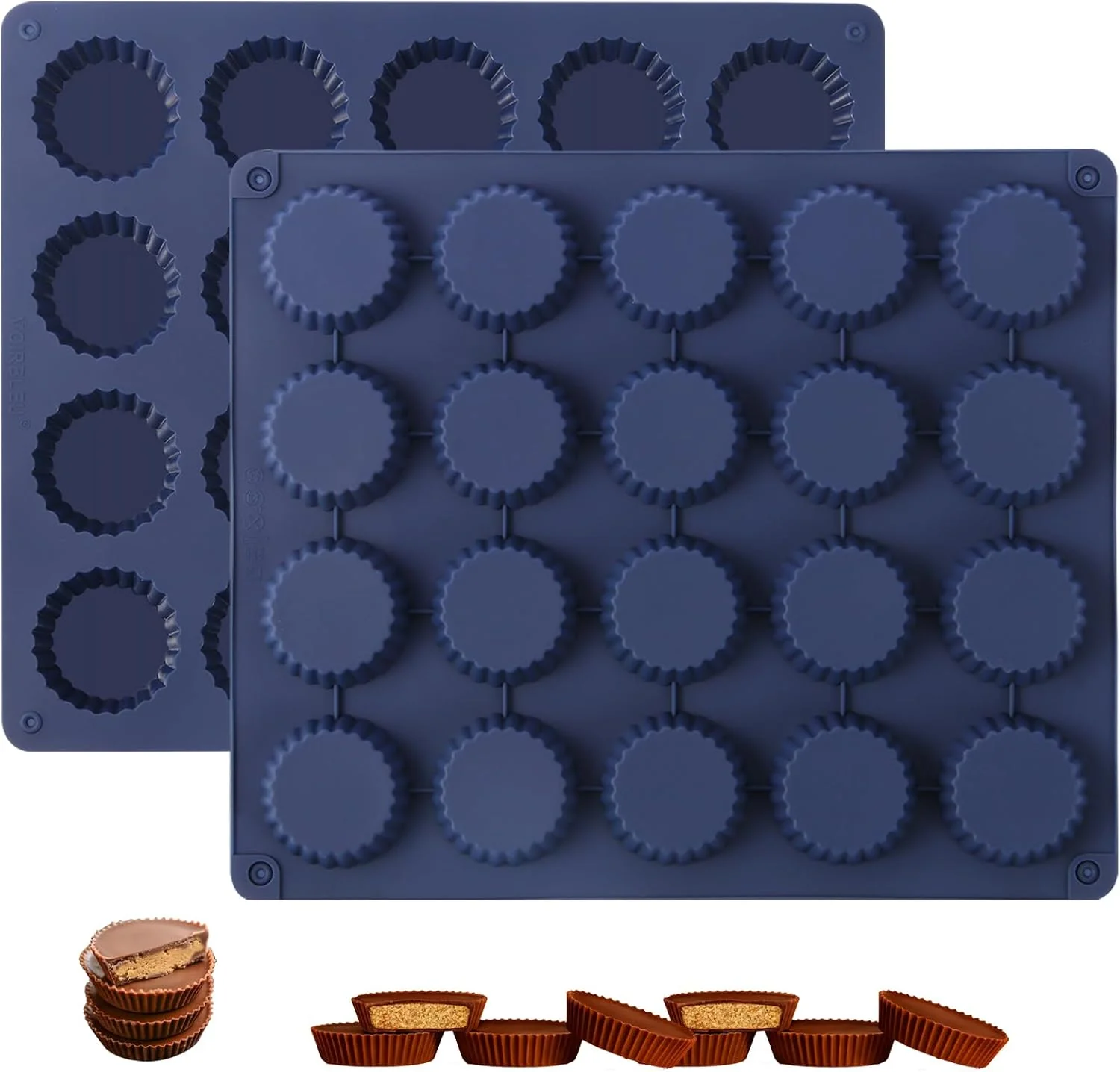 Secure Peanut Butter Cup Molds King-Size Chocolate Molds Silicone Mold for Keto Fat Bomb Jelly Ice and Cordial 2 PCS Blue King-Size Refined