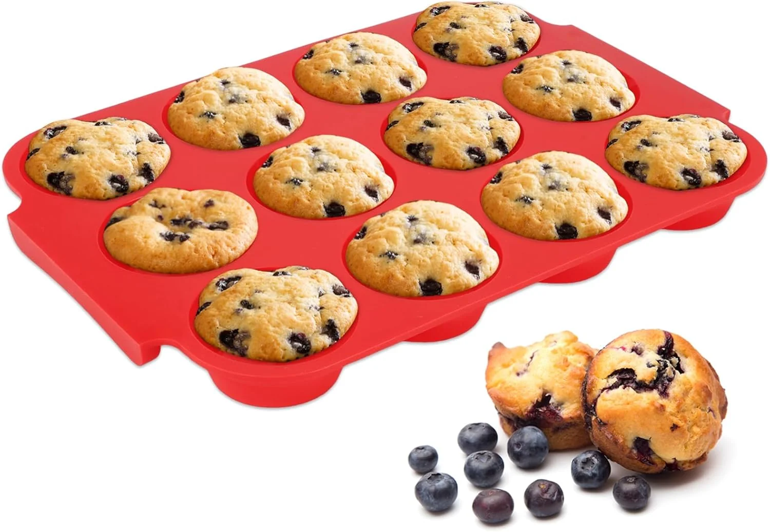 Practical Silicone Muffin Pan for Baking - Nonstick Cupcake Pan 12 Cups Easy Release Clean Dishwasher Safe Muffin Tray for Homemade Muffins Cupcakes. Top-Quality