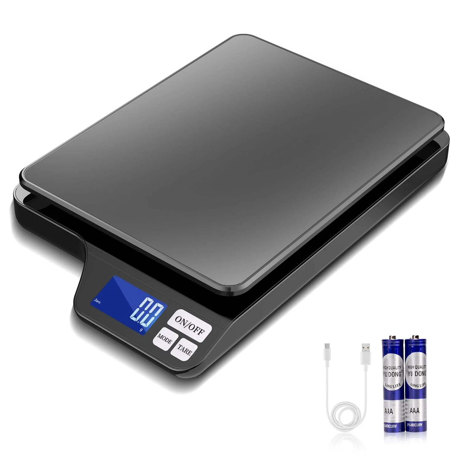 Safe Large 5kg 11lb Kitchen Scale with 0.1g 0.01oz High Precision USB Rechargeable Food Scale Stainless Steel Pan with Tare Function Green
