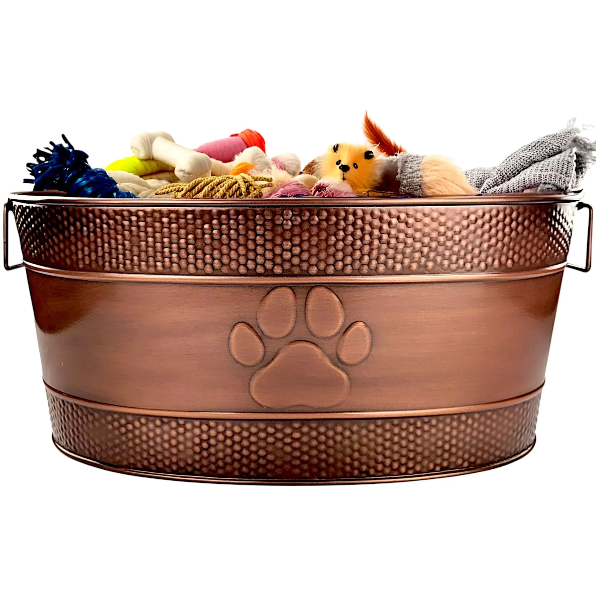Specialty BREKX Indestructible Metal Dog Toy Bin – 25-Quart Copper Galvanized Storage with Handles Authentic