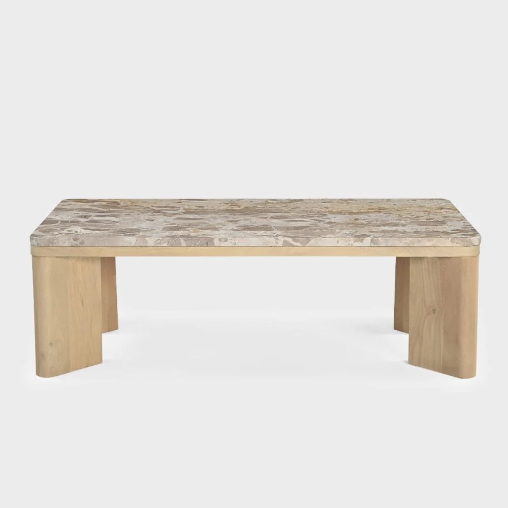 Natural Celeste Coffee Table with Marble Top High-Performance