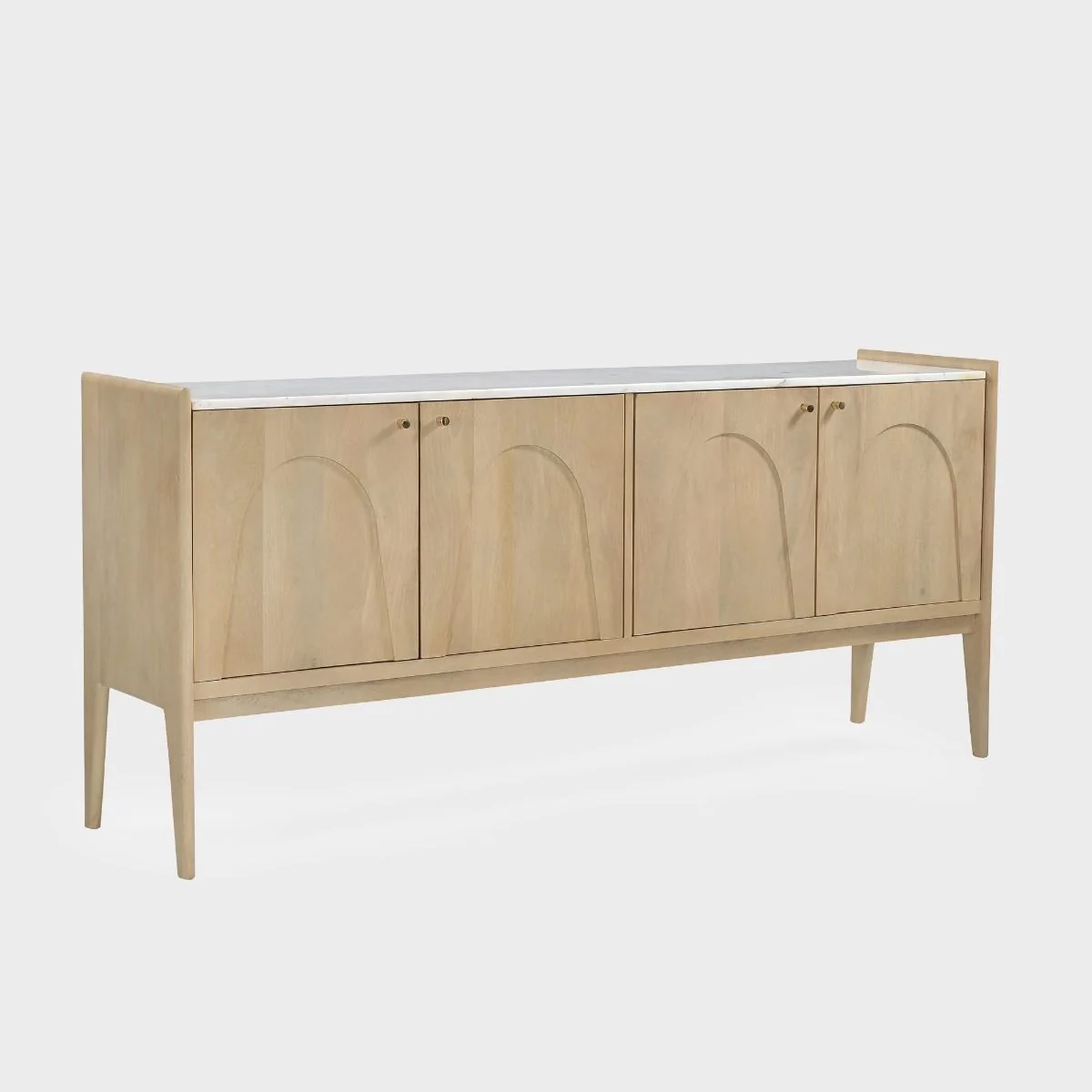 First-Class Arc 4 Door Sideboard Natural with Marble Top Expertly Made