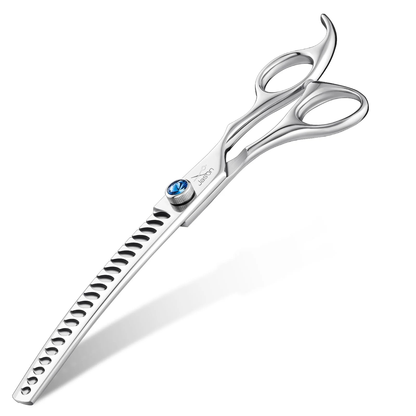Minimalist JASON 7-Inch Curved Chunker – Ergonomic Dog Grooming Scissors 21 Teeth 440C Stainless Steel Efficient