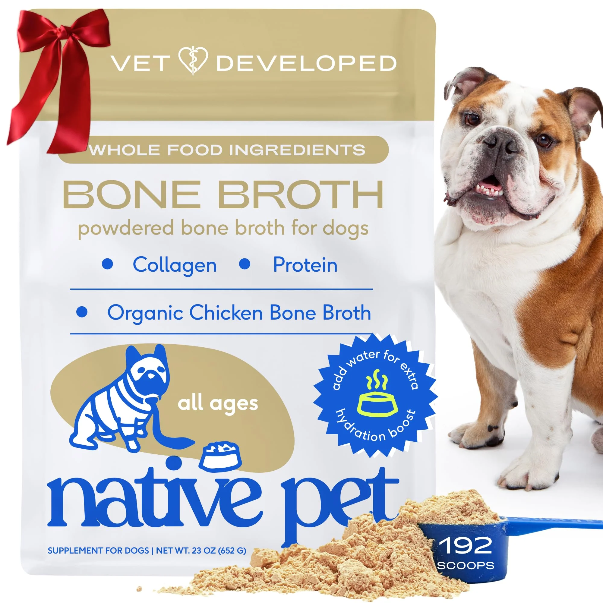 High-Performance Native Pet Bone Broth Powder for Dogs Cats - Chicken Topper 192 Scoops Innovative