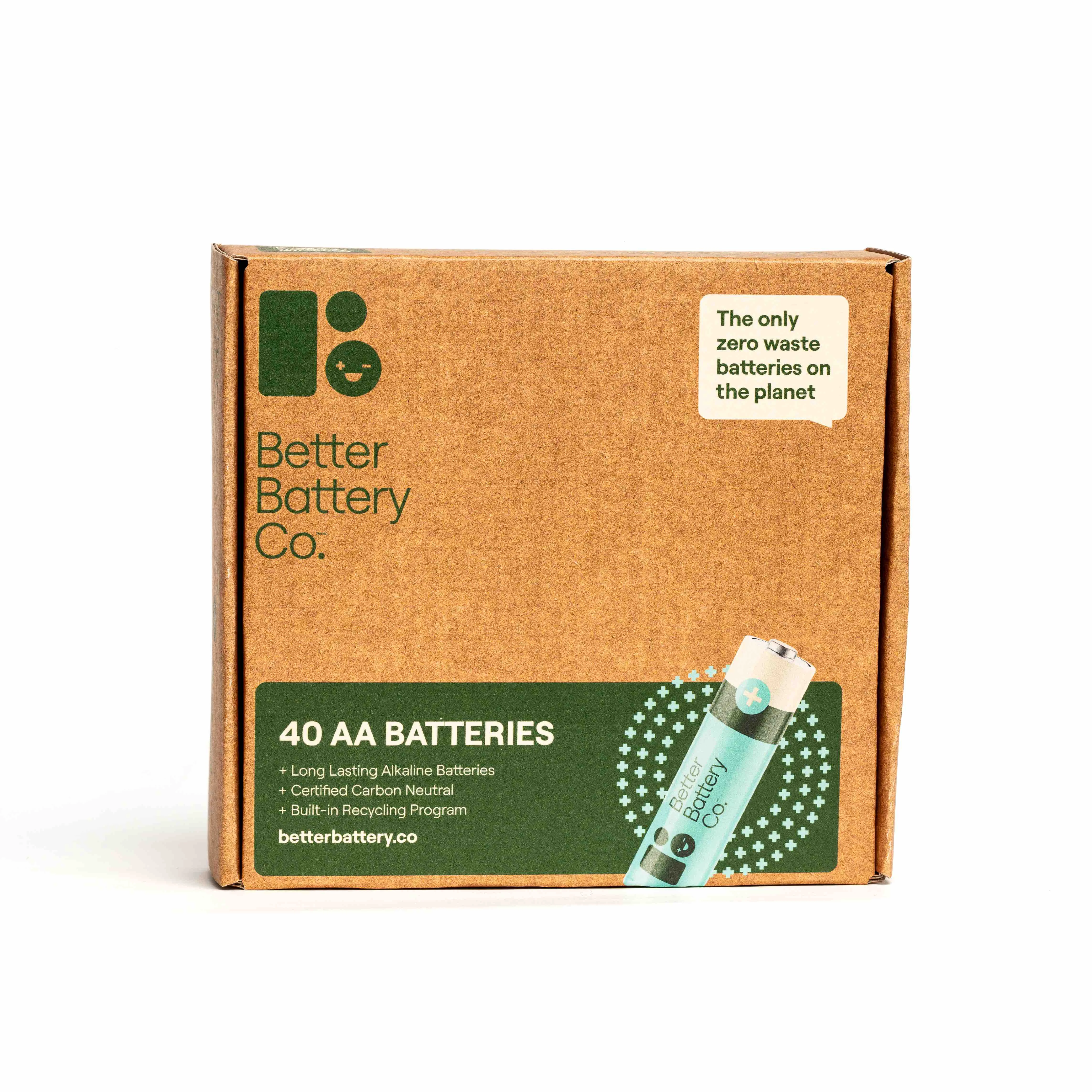 Solid Better Battery Co AA Alkaline Batteries Mega Kit - Zero-waste Carbon-Neutral Healthy