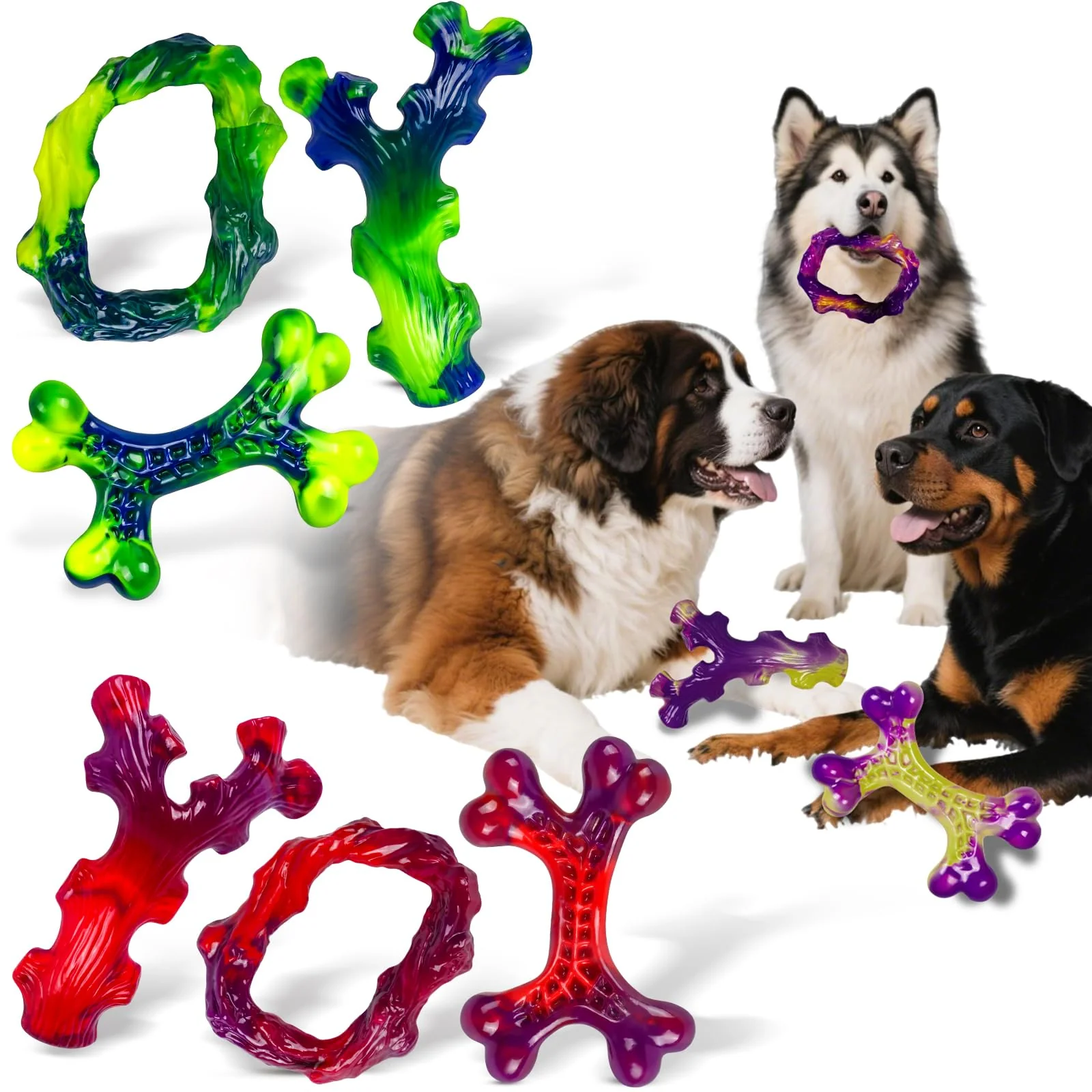 Functional Frienhund 9-Pack Indestructible Dog Toys for Aggressive Chewers Large Breed Carefully Designed