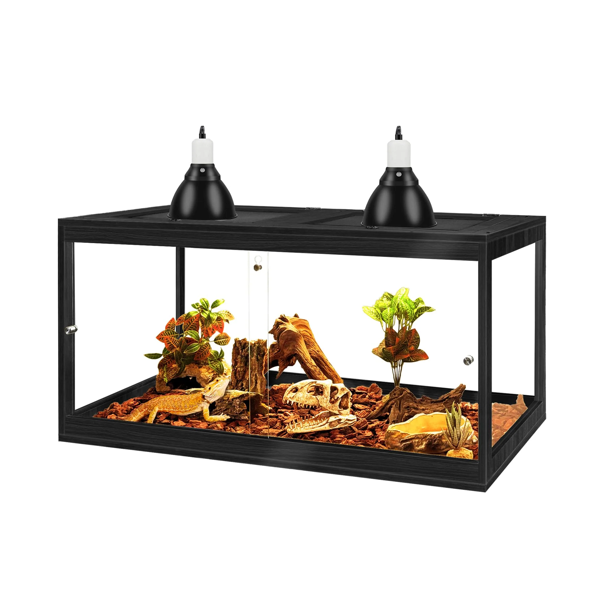 Original Prolee Tempered Glass Bearded Dragon Tank 63 Gallon – Locking Reptile Enclosure 40x20x20 Black Innovative