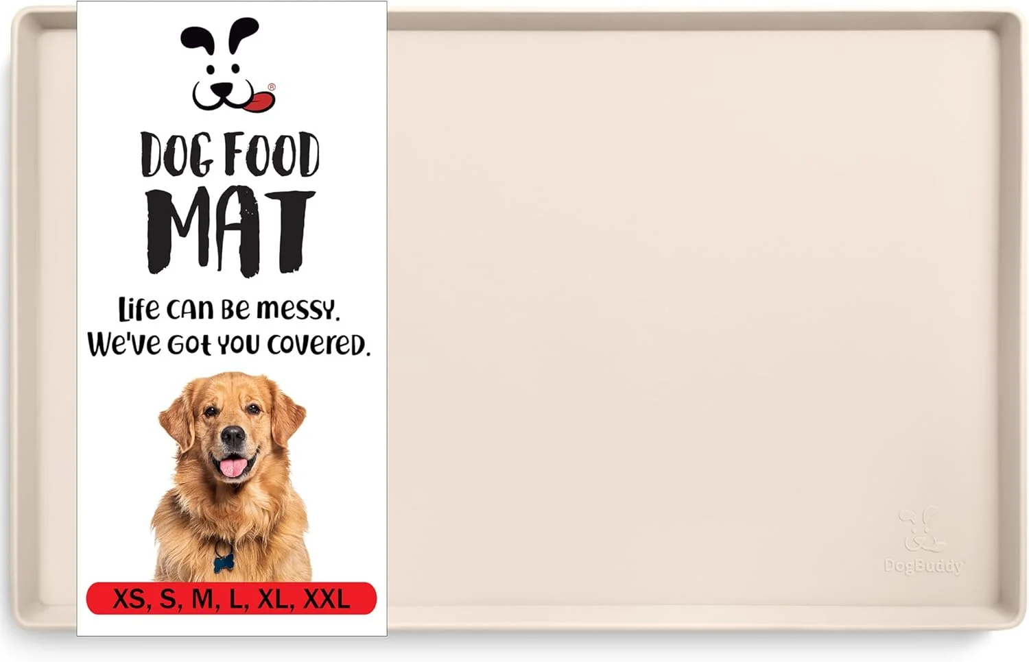 Sustainable DogBuddy Dog Food Mat – Waterproof Dog Bowl Mat for Food and Water Silicone Pet Feeding Mats for Floors Non-Slip Placemat with High Edges for Dogs Bowls Puppy Essentials L 24 x 16 Vanilla Breathable