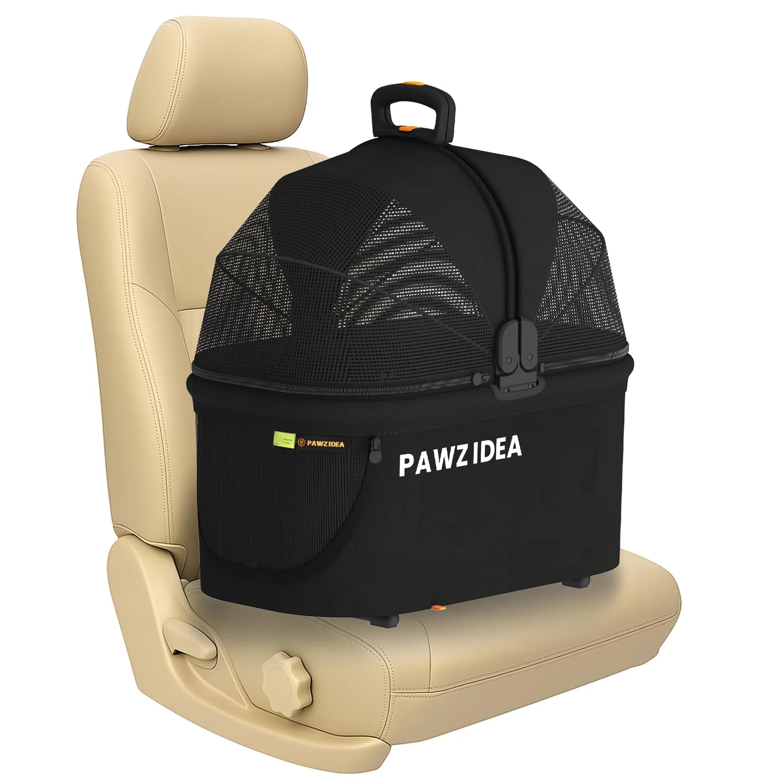 Selected PAWZIDEA Portable Small Dog Crate for Car Travel — Enclosed Pet Car Seat 33 lb Capacity Foldable Top-Quality