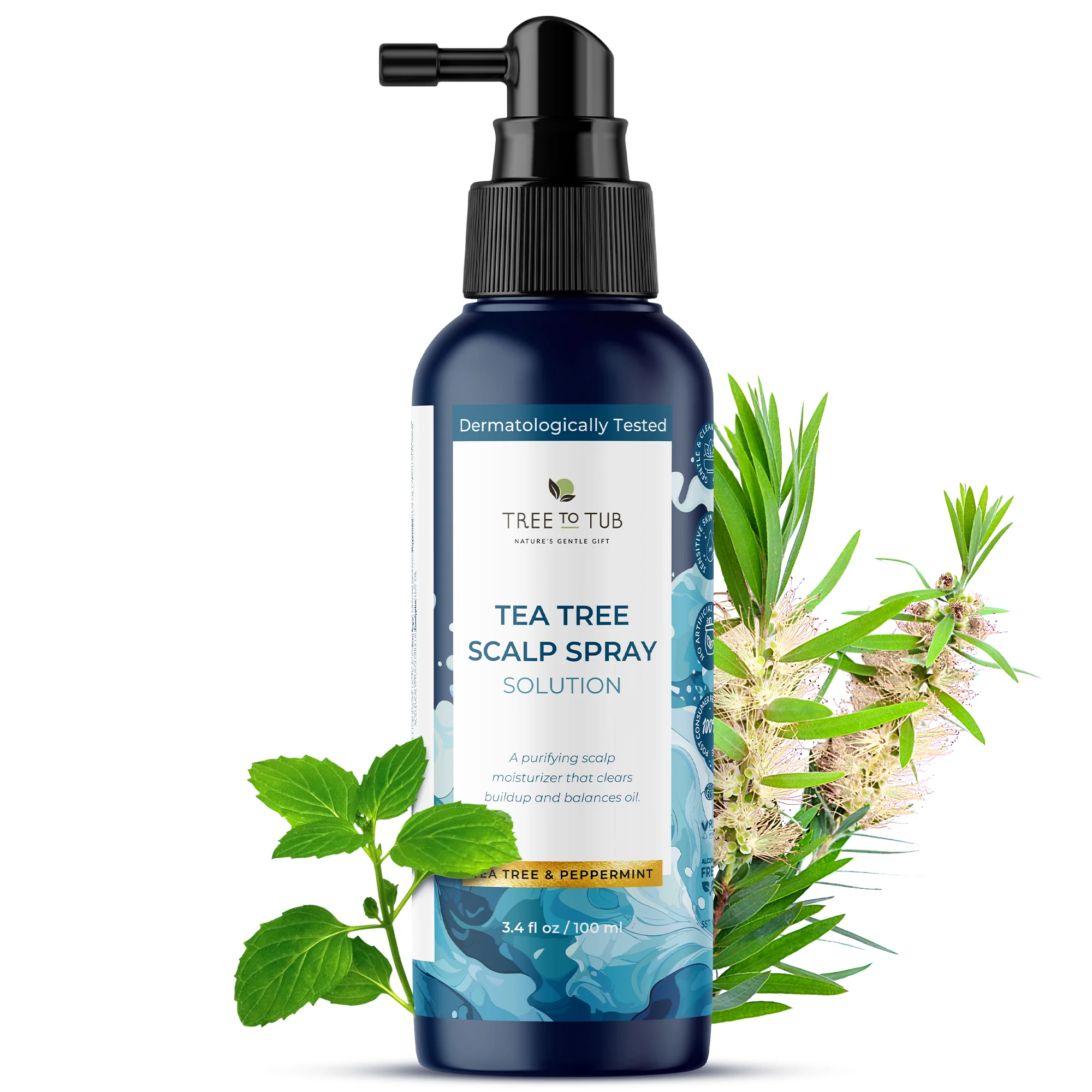 Refined Tree To Tub Tea Tree Scalp Spray Calming Spray for Dry Itchy or Flaky Scalp Lightweight