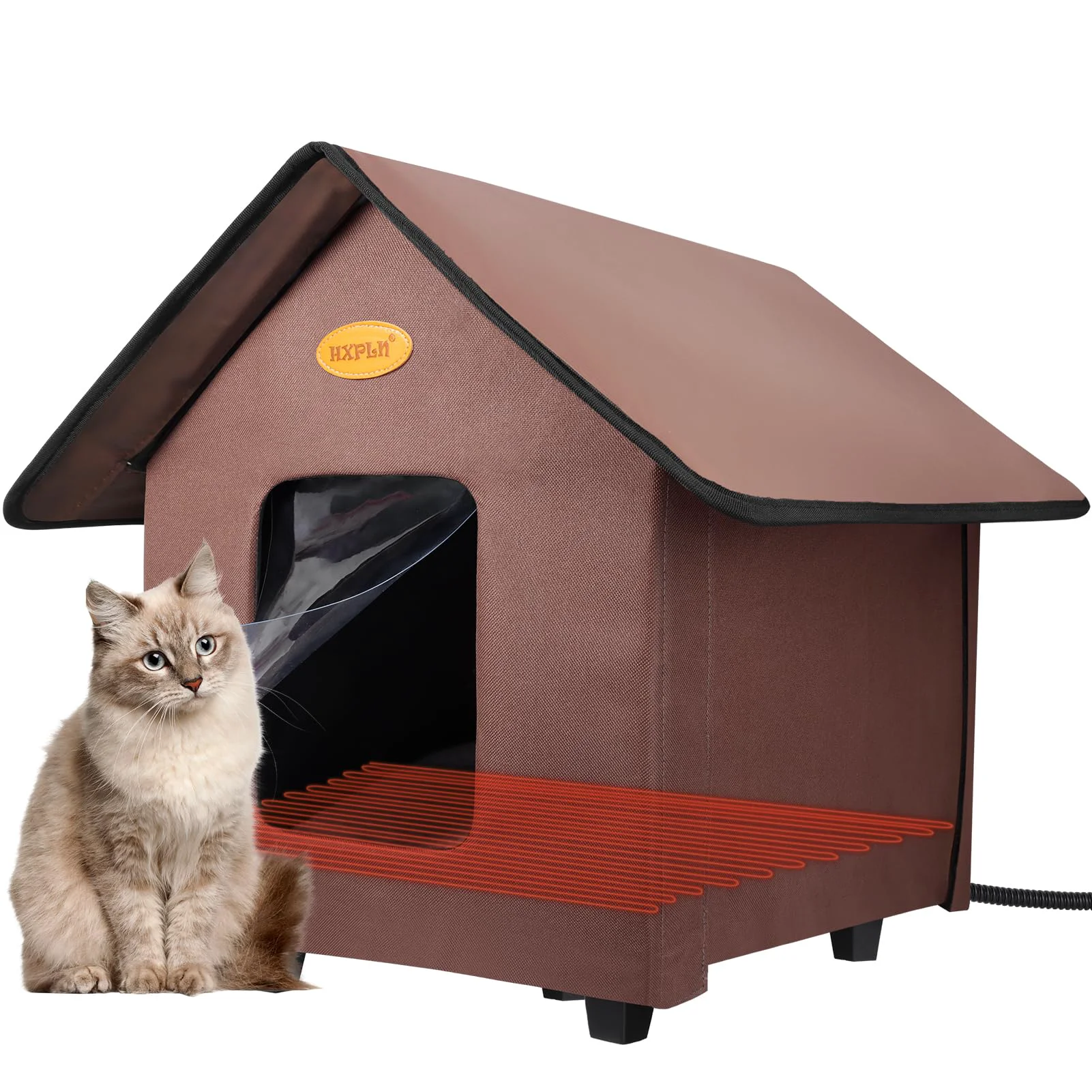 Modern HXPLN Heated Cat House for Outdoor Cats Winter-Ready Weatherproof Insulated Shelter Breathable