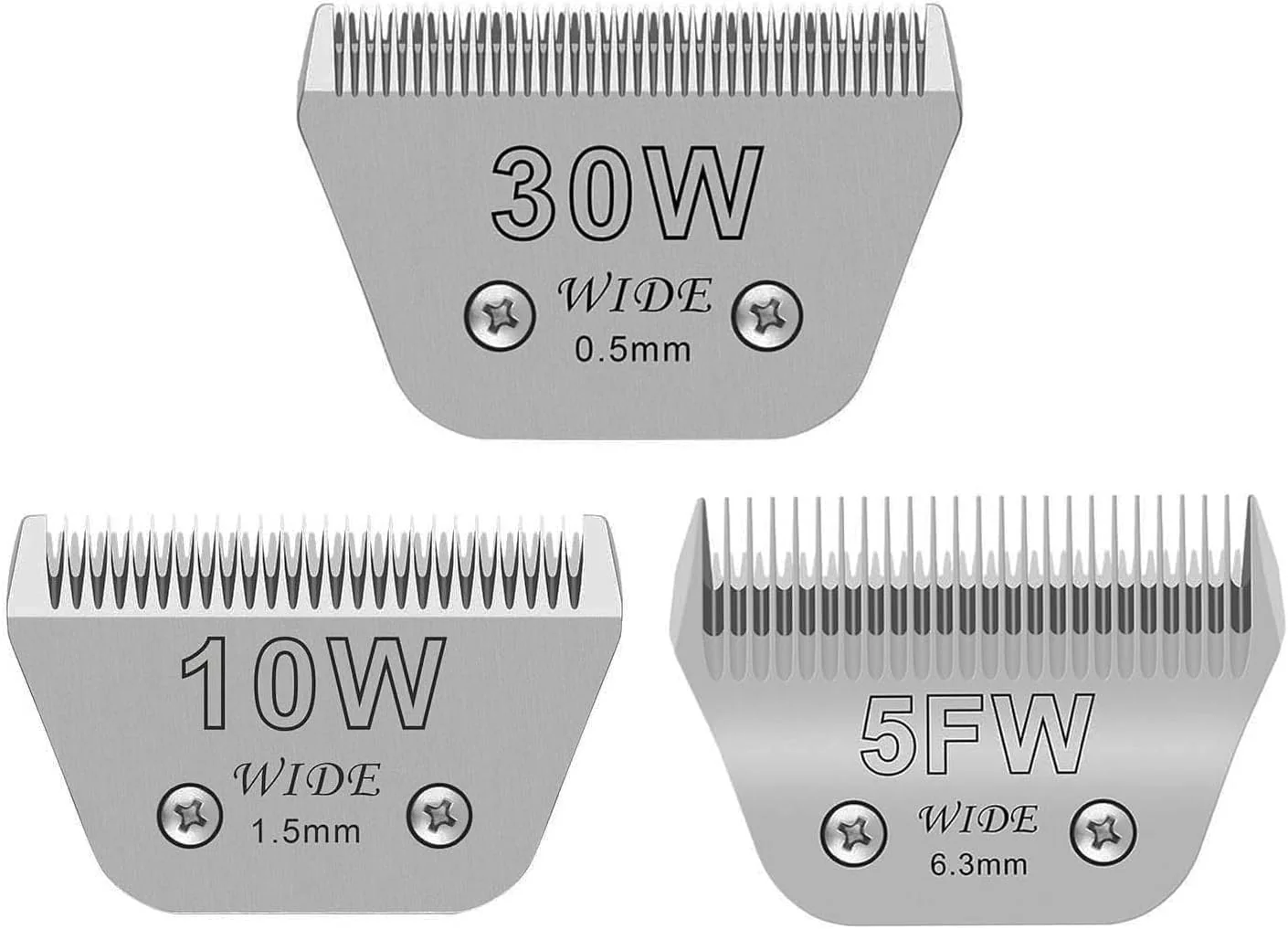 Quality Audoc 3-Pack Wide Dog Grooming Blades 10W 30W 5FW for Andis Oster A5 Wahl KM10 – 1 16 1 50 1 4 Specialty