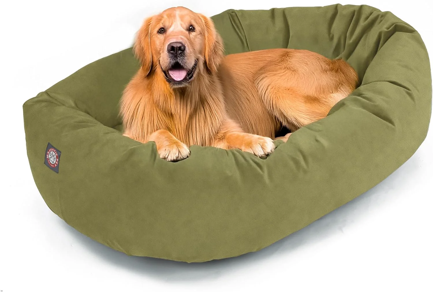 Eco-Friendly Majestic Pet 40 Inch Suede Calming Dog Bed Washable 40x29x9 Inch – Cozy Soft Round Donut Dog Bed with Spine Support for Dogs to Rest Their Head - Pet Bed Large – Sage 2025 Powerful