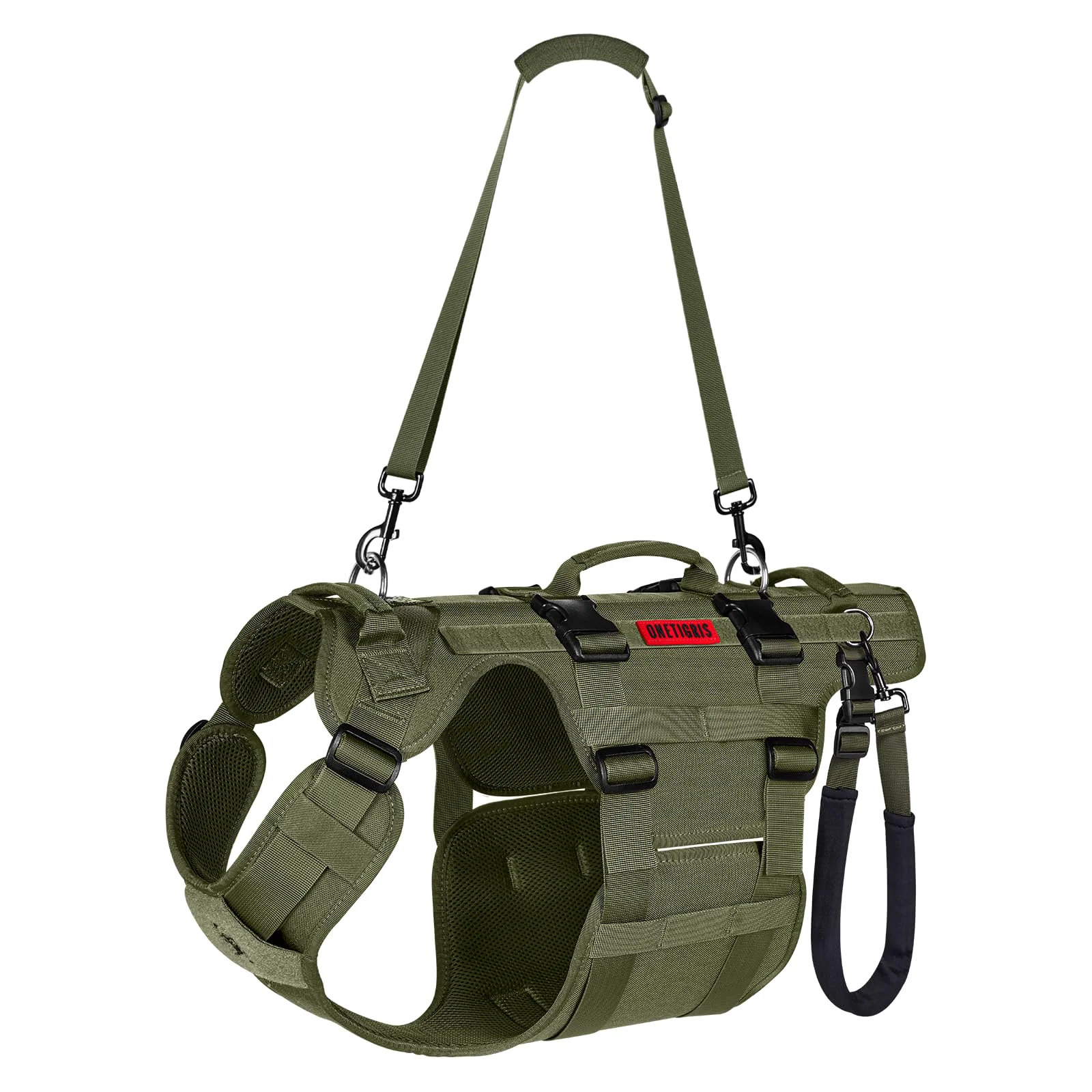 Convenient OneTigris Dog Lift Harness for Large Dogs — Invictus Mobility Vest with 3 Handles Green Large Natural