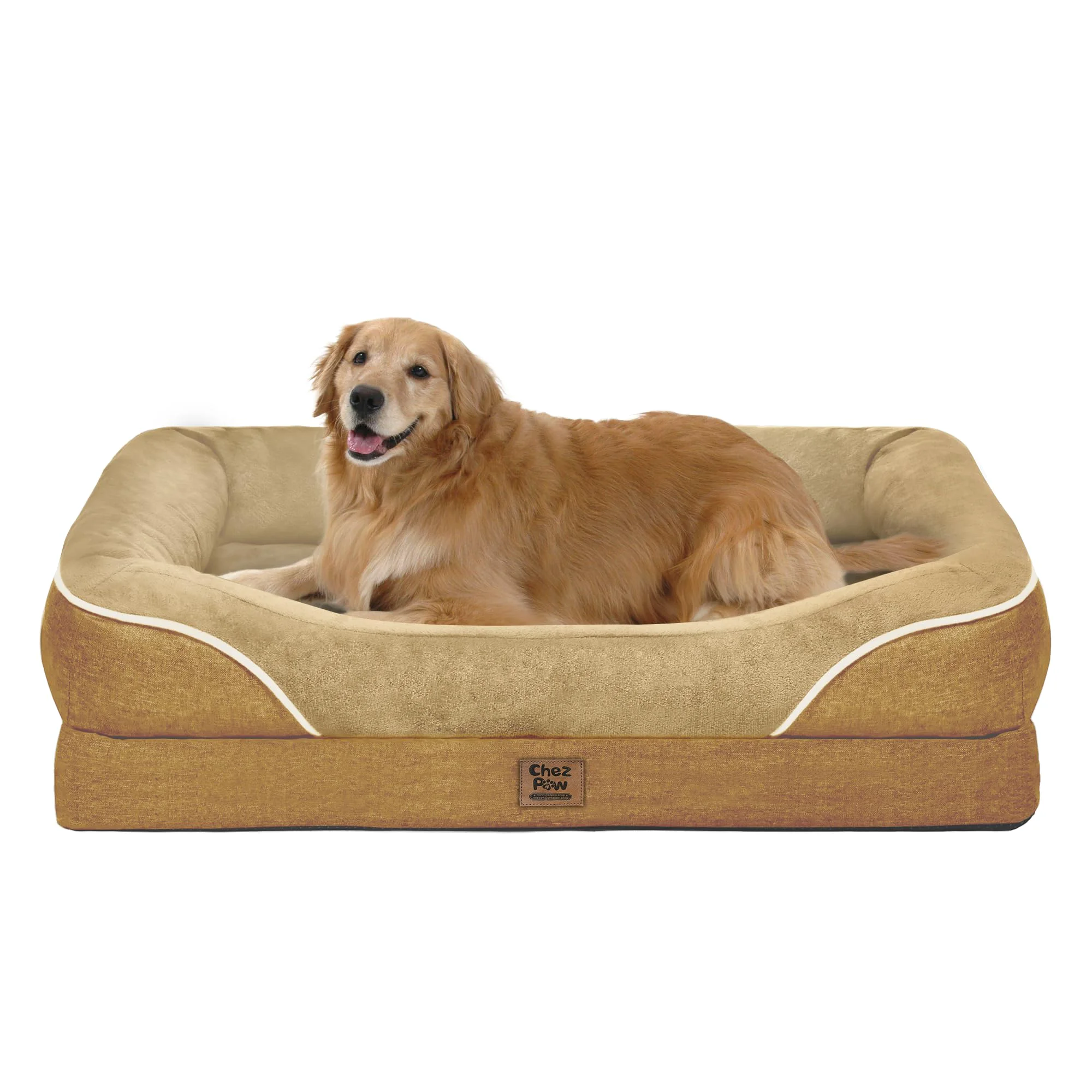 Eco-Friendly Orthopedic XL Large Dog Bed with Removable Bolster Waterproof Cover Chez Paw Fine