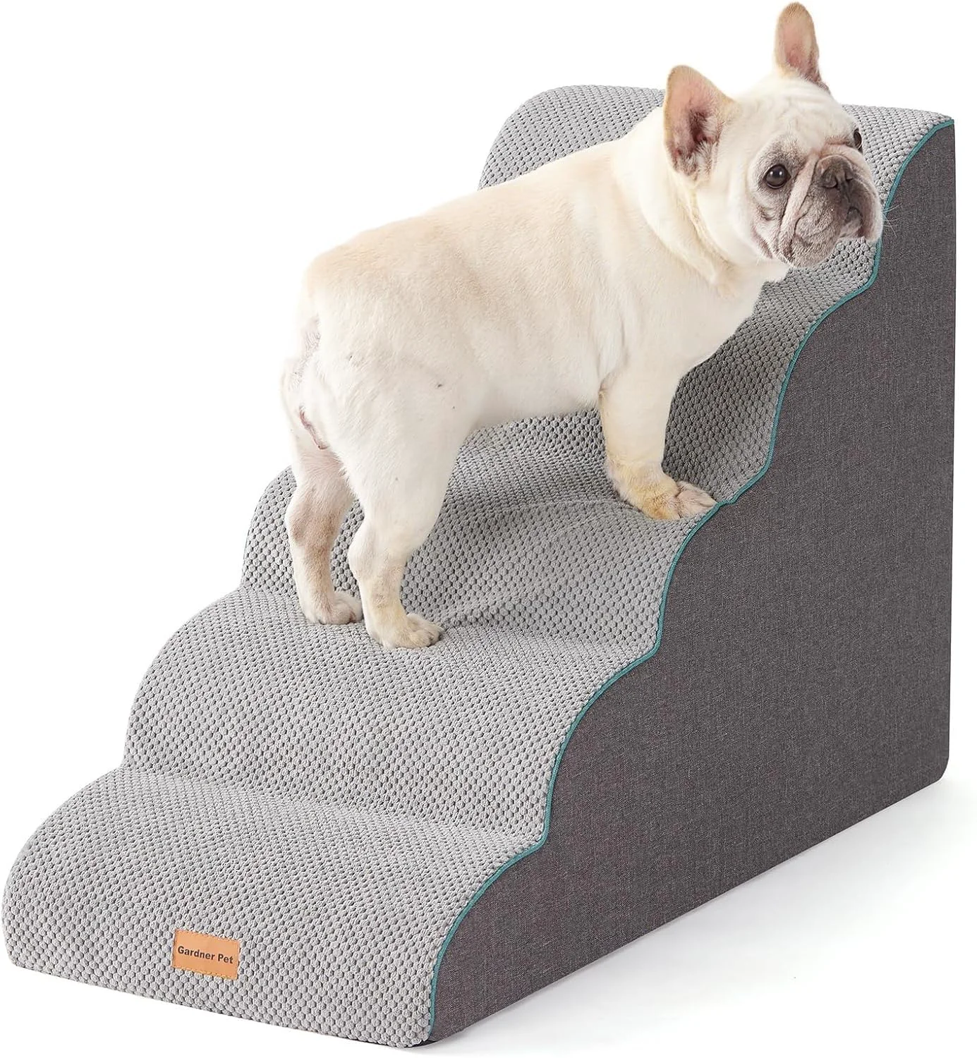 Secure Gardner Pet Dog Stairs for Small Dogs – 22.8-inch Curved 5-Step High Bed Couch Stairs Enhanced