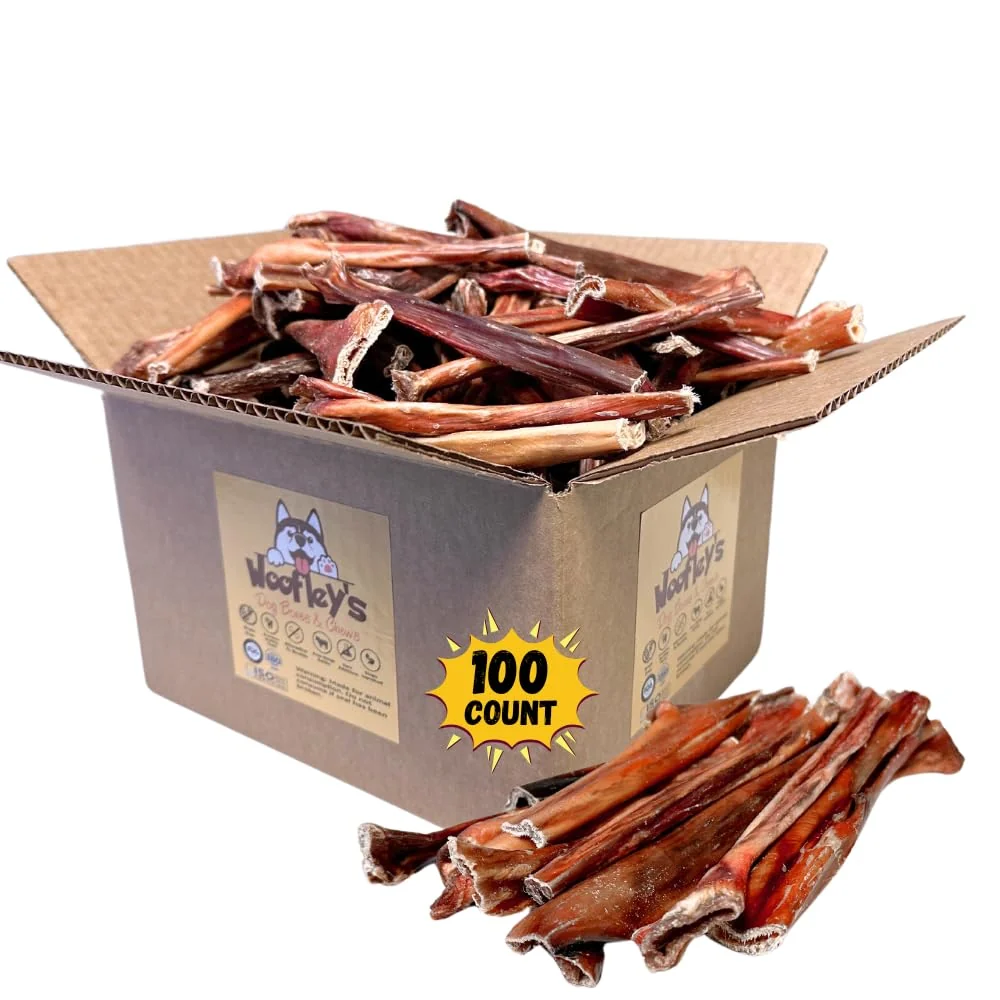 Lightweight Woofley's Esophagus Stick 100 Count – Safe Easily Digestible Dog Jerky Bully Sticks Luxury