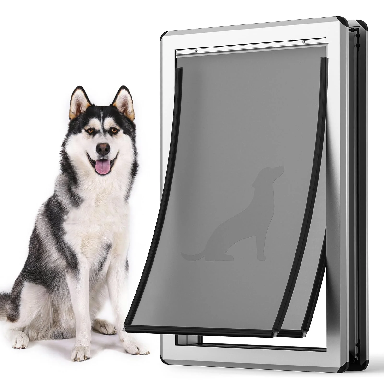 Secure Parab House Aluminum XL Dog Door for Door — Magnetic Flaps Extreme Weather 24.4 H x 13.8 Opening XLarge Crafted