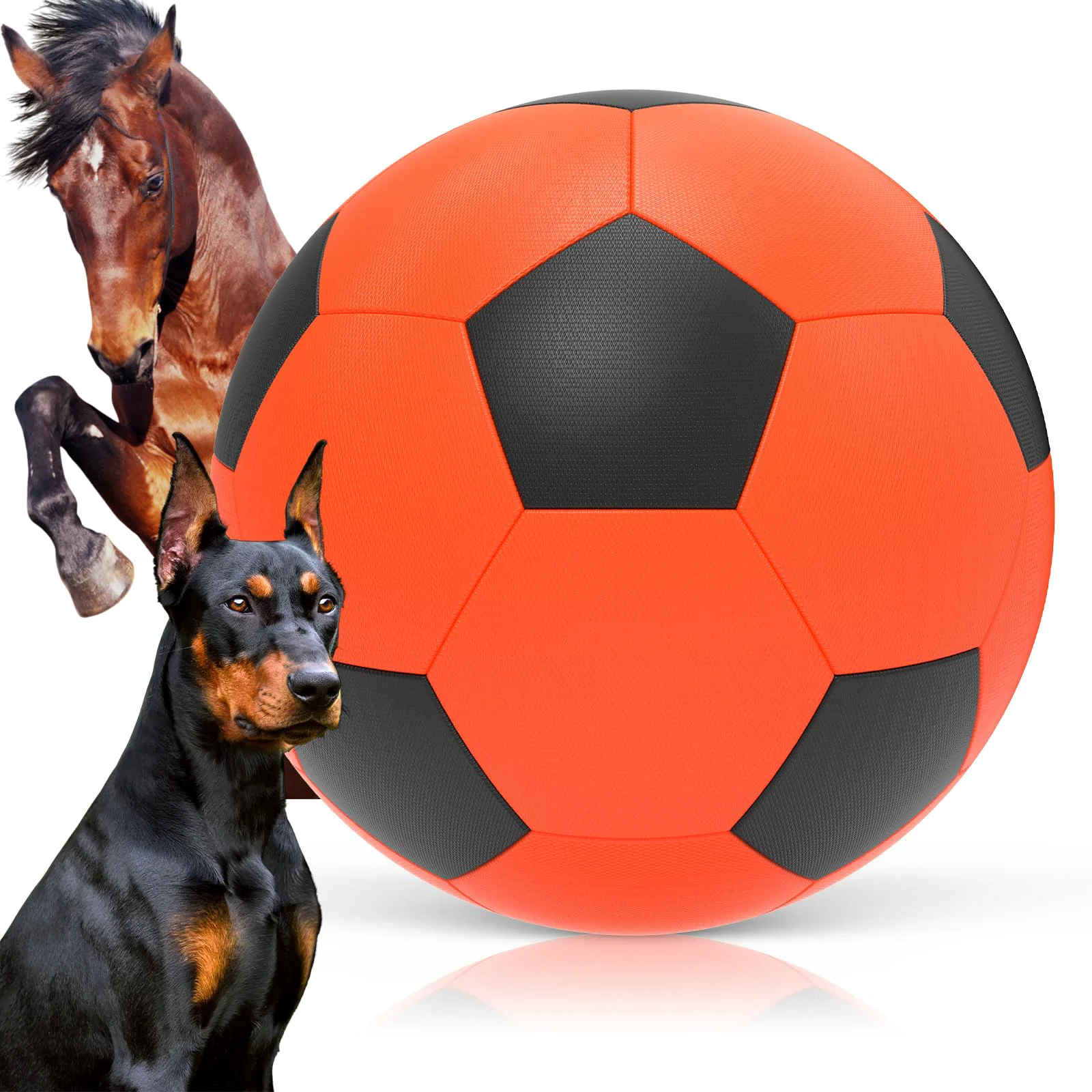 Sustainable Diman Herding Ball 25 Inch Giant Outdoor Play Toy for Dogs and Horses Orange Black High-Grade