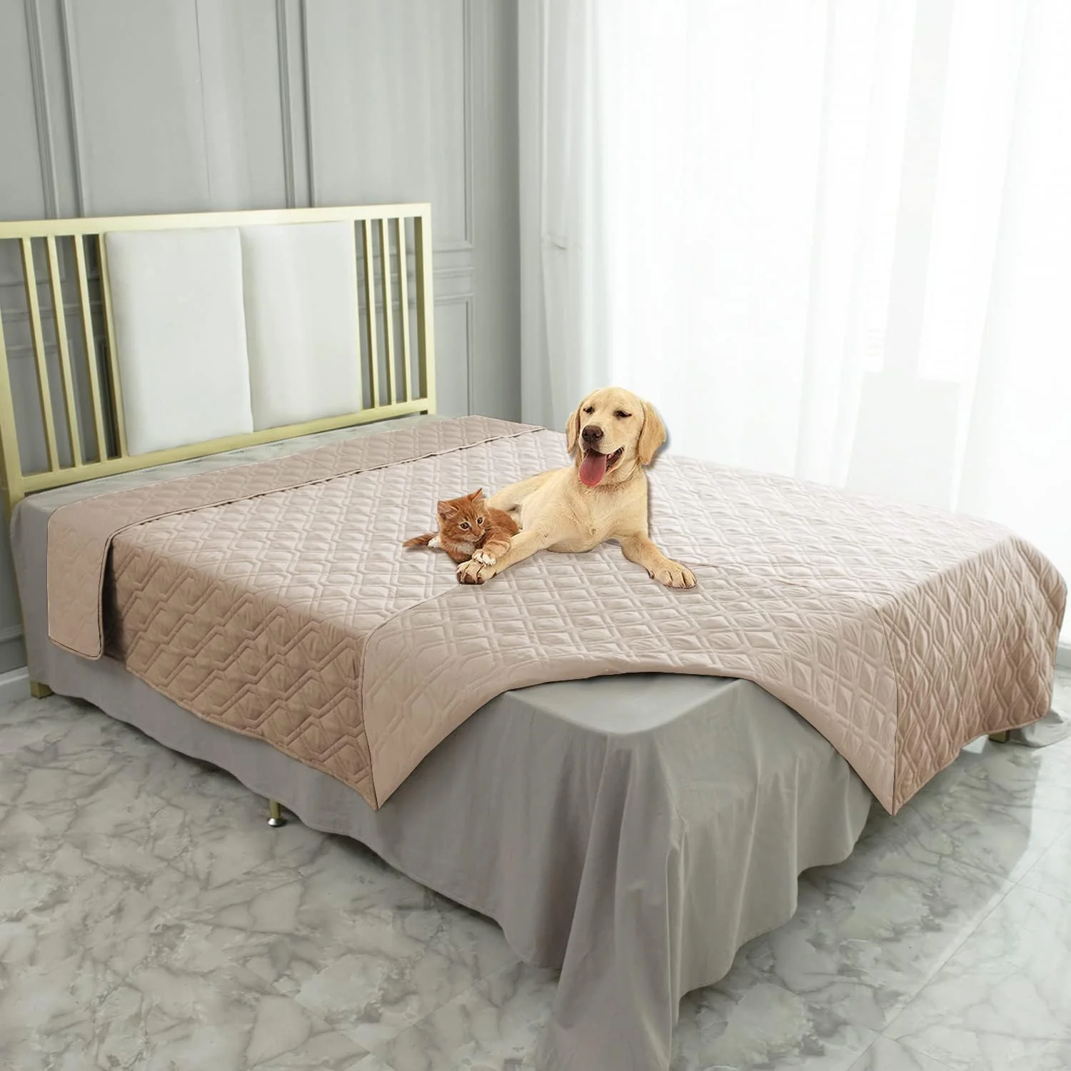 Luxury Ameritex Waterproof Blanket Reversible Dog Bed Cover Pet Blanket for Furniture Bed Couch Sofa Smart